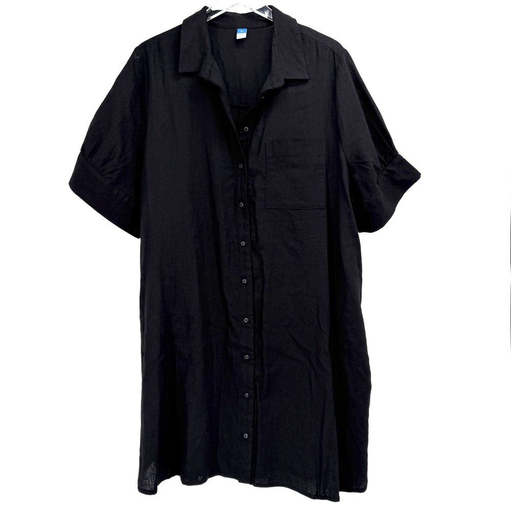 Black Button-Front Shirt Dress